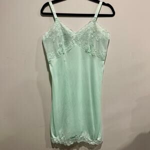 Movie Star Vintage Mint Green Lace Lingerie Slip Dress 36